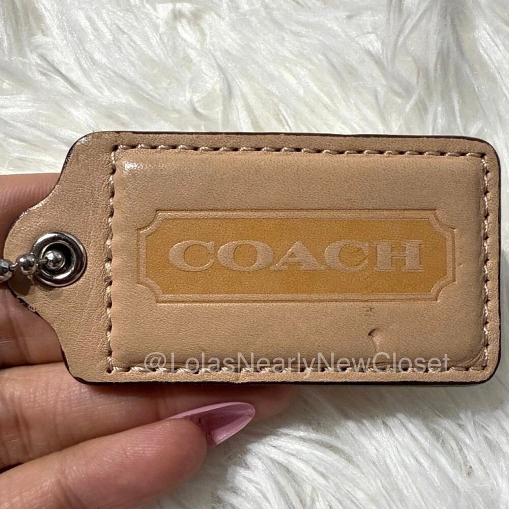 2.5" COACH Nude Tan Fob Bag Charm Hang tag Hangtag